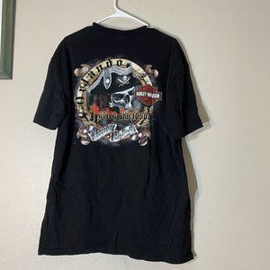 Harley-Davidson Black Short Sleeve Tee with Skull Pirate Graphic